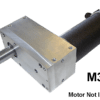 A motor mounted on the side of a green background.